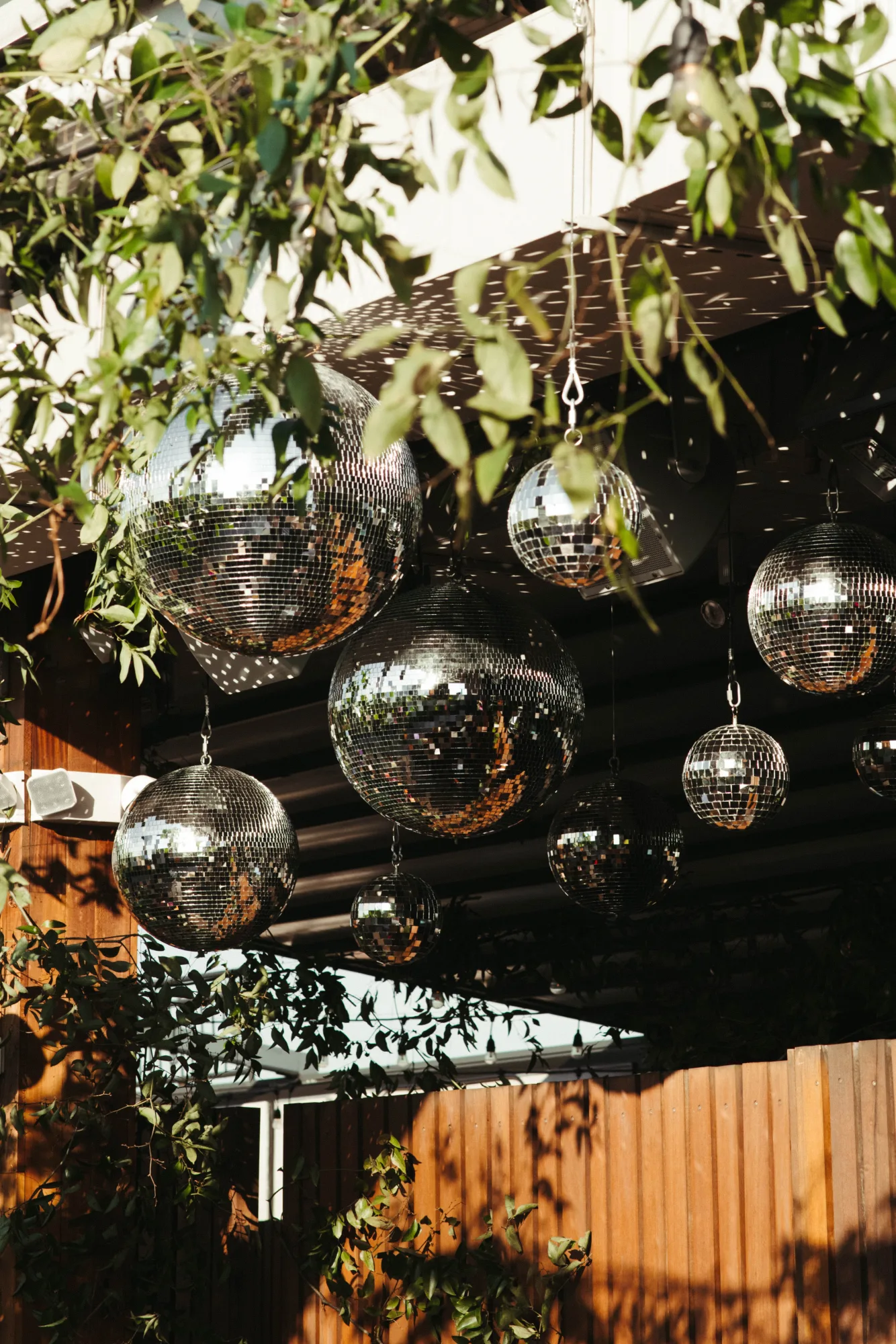 Disco balls and greenery
