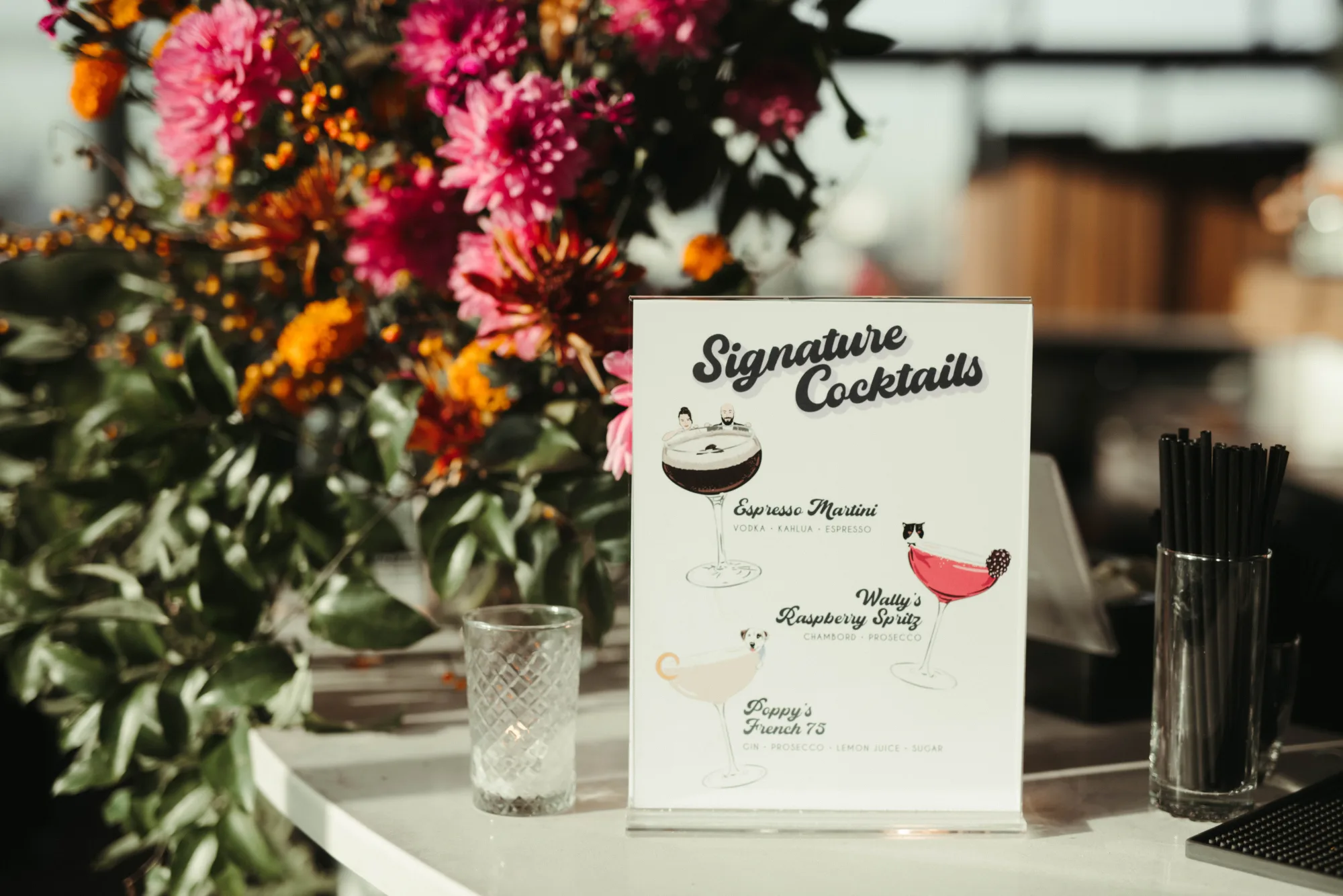 Signature cocktails display
