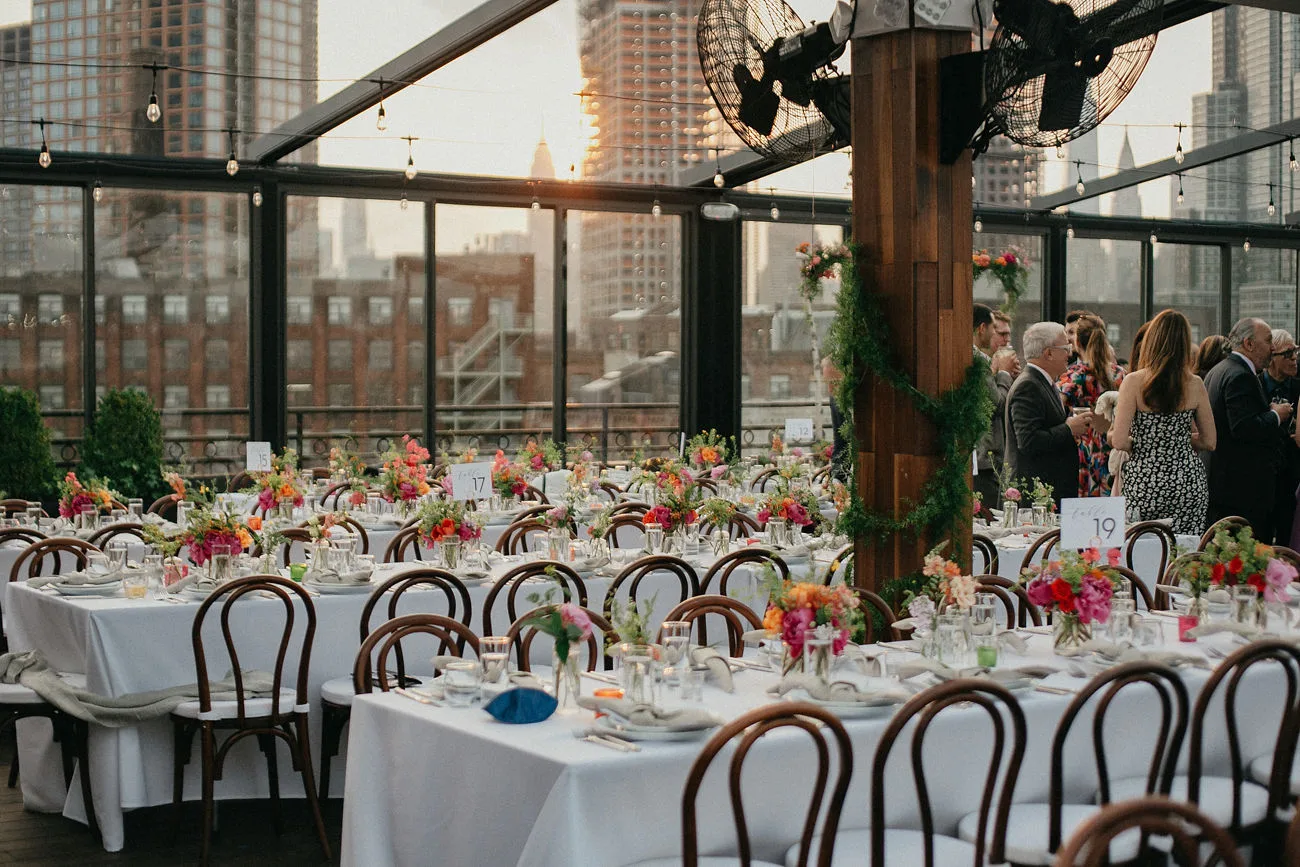 An intimate social event set on the rooftop