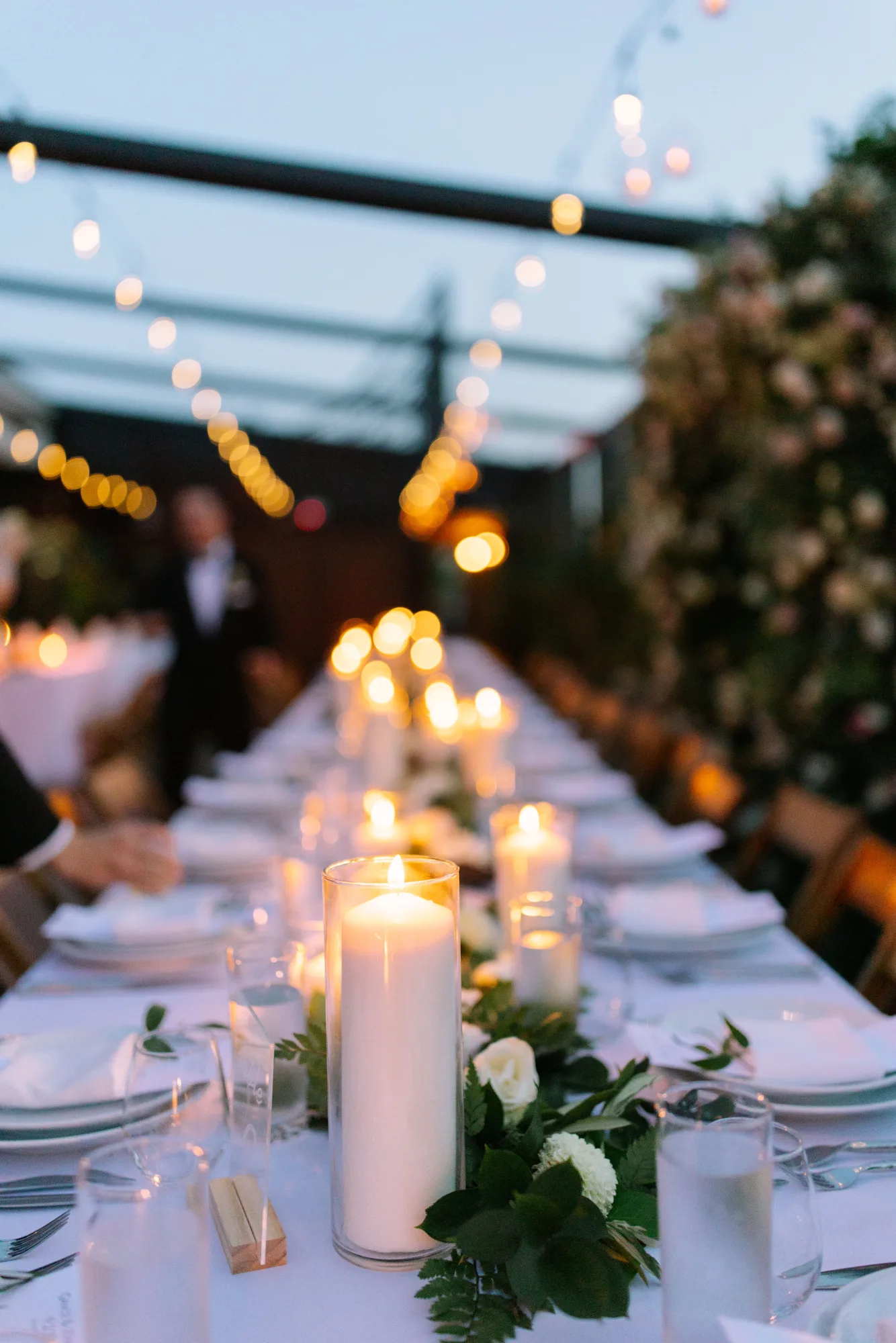 Candlelit rooftop dinner