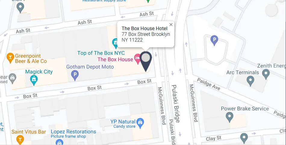 Map: 77 Box Street, Brooklyn
